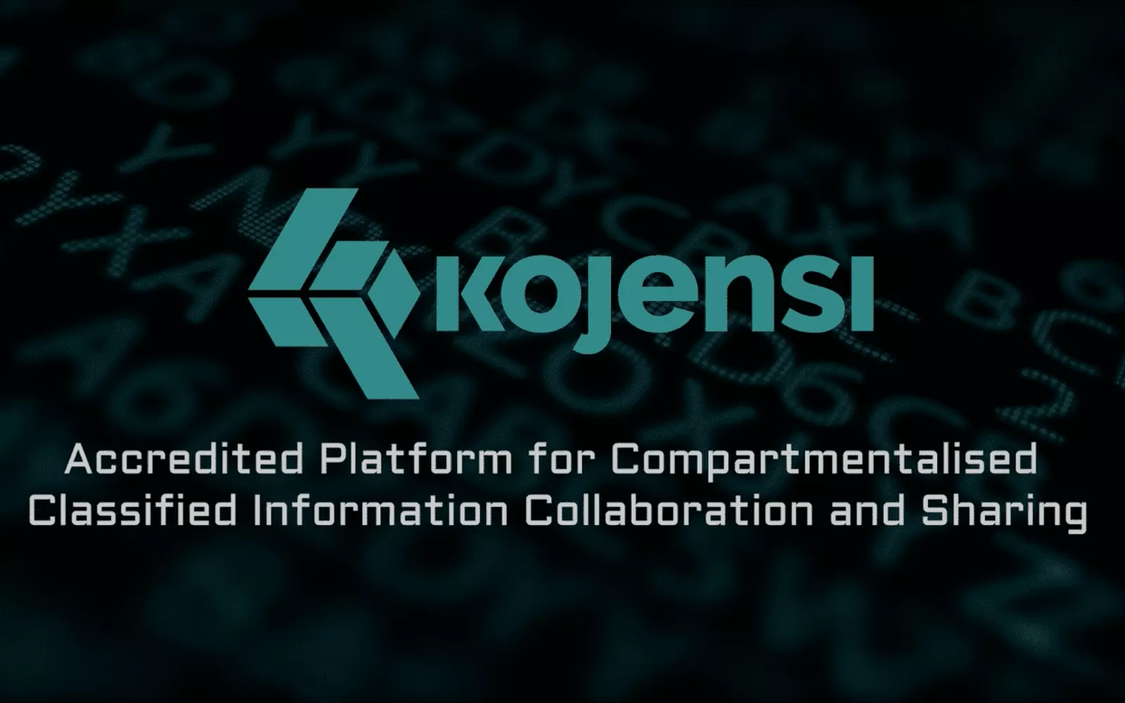 Kojensi logo with the tagline Accredited Platform for Compartmentalised Classified Information Collaboration and Sharing